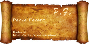 Perka Ferenc névjegykártya